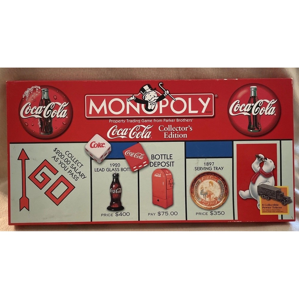 Monopoly Coca-Cola Collector's Edition - Coke Board Game - 1999 8 Pewter Pieces